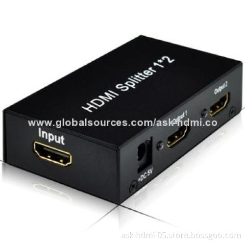 HDMI 1x2 Splitter, Supports 3D, 5V DC/1A Power Supply